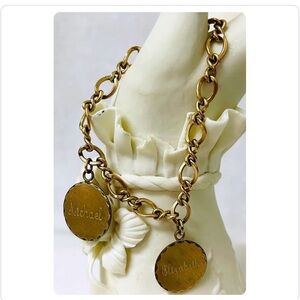Gold Charm Bracelet with Engraved Discs